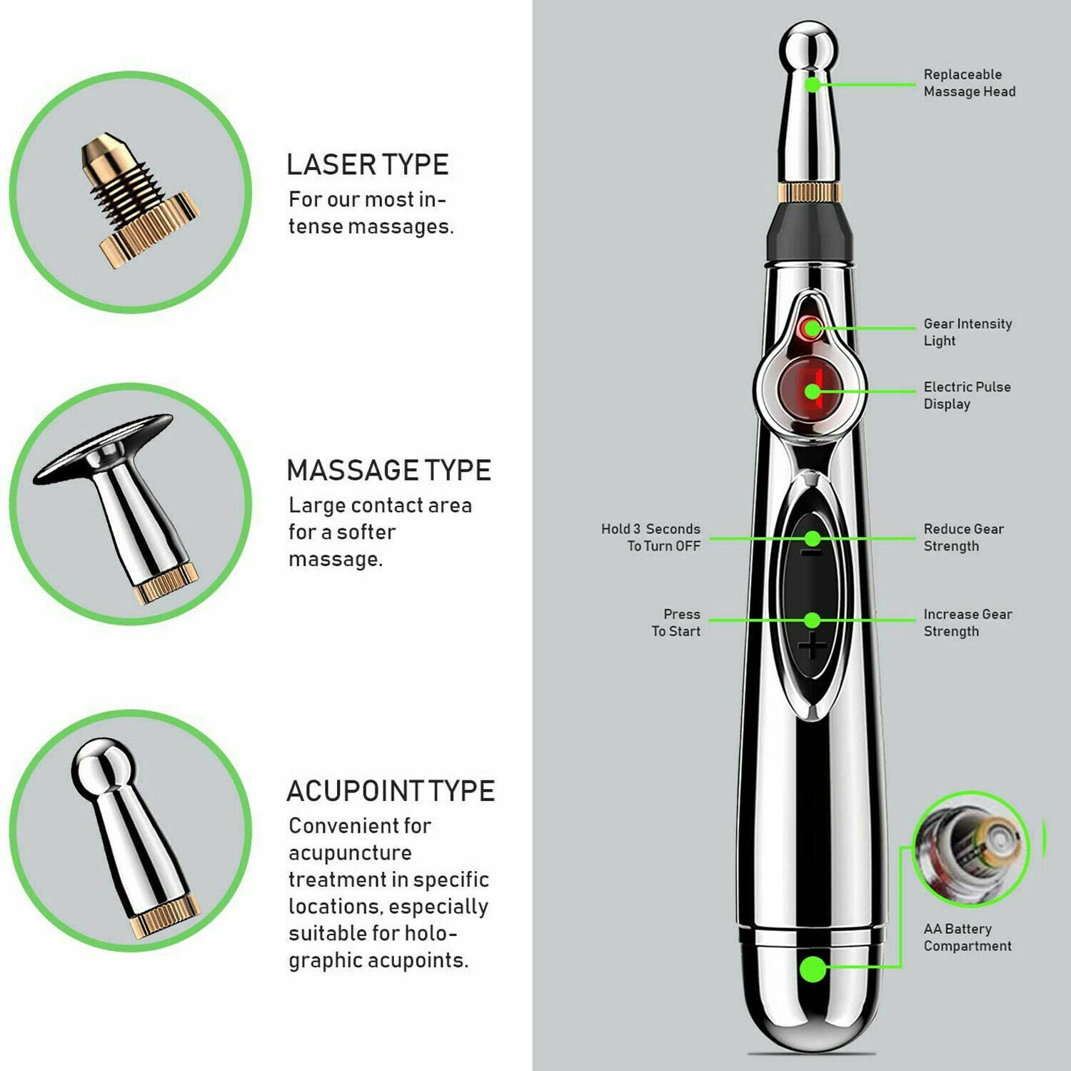 9 Gears Electronic Acupuncture Pen Pain Relif Therapy Massage Pen Women 9 Gears Body 5-in-1 Back Arm Energy Meridian Tired Electric Pen Muscle Relax Body Deep Tissue Massage Tool
