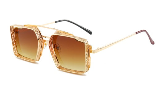 Lunettes de soleil Steampunk Vintage en métal ajouré pour hommes