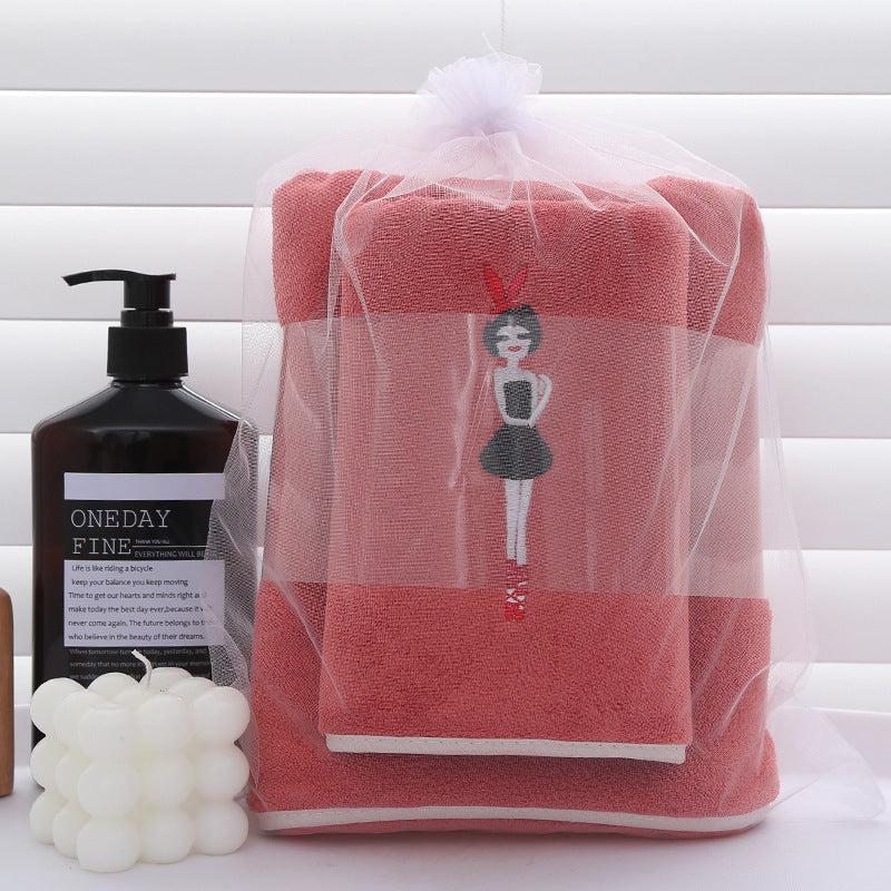 Ensemble Cadeau Serviette Mère Épaissie en Velours Corail Serviette de Bain Grande Taille de Célébrité Internet