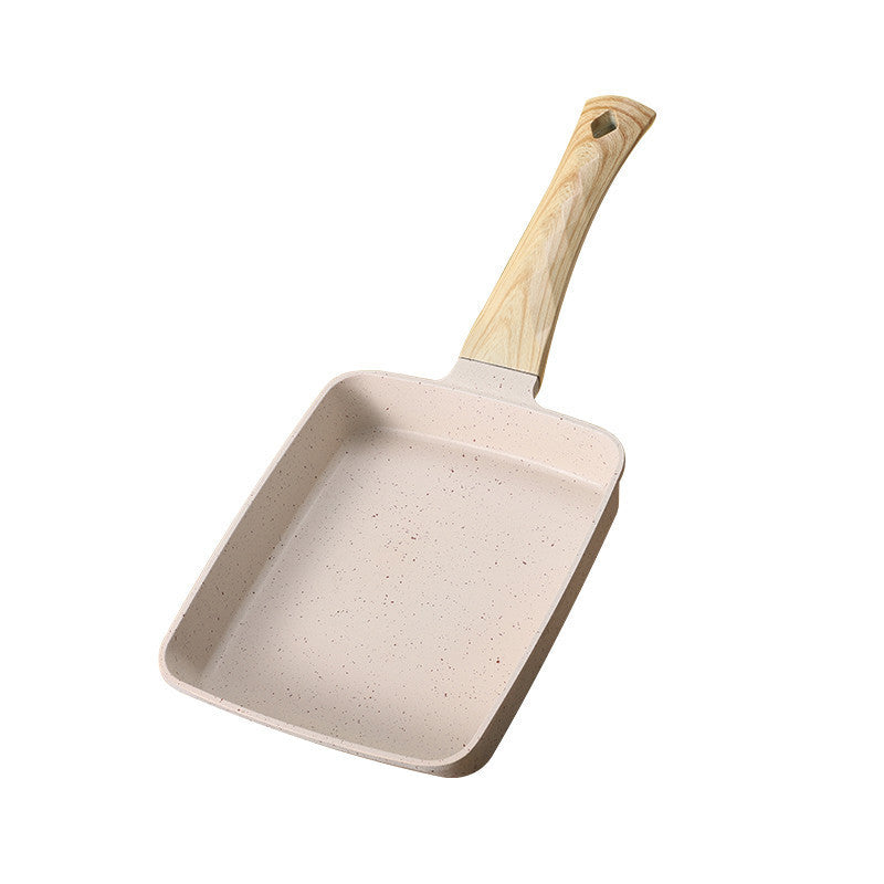 Poêle à frire carrée antiadhésive Tamagoyaki avec manche en bois
