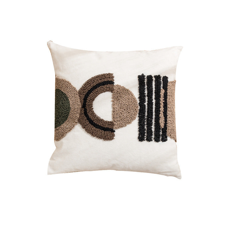Oreiller touffeté en toile de coton avec boucles