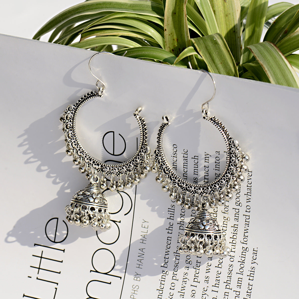 Fan-shaped Retro Ethnic Style Earrings Tassel Hollow