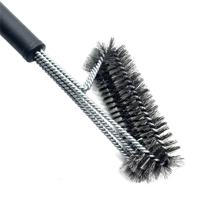 Brosse de nettoyage pour barbecue en acier inoxydable à trois têtes Brosse métallique pour barbecue Outils de barbecue