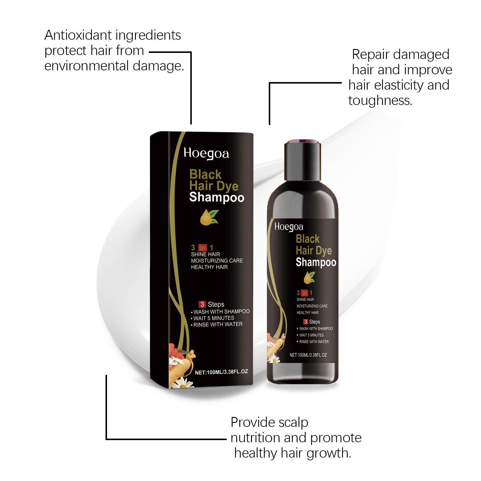 Shampooing Capillaire aux Plantes Pour des Cheveux Doux et Légers