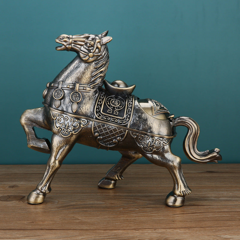 Horse Ashtray Household Metal Creative Personality With Lid Decorations