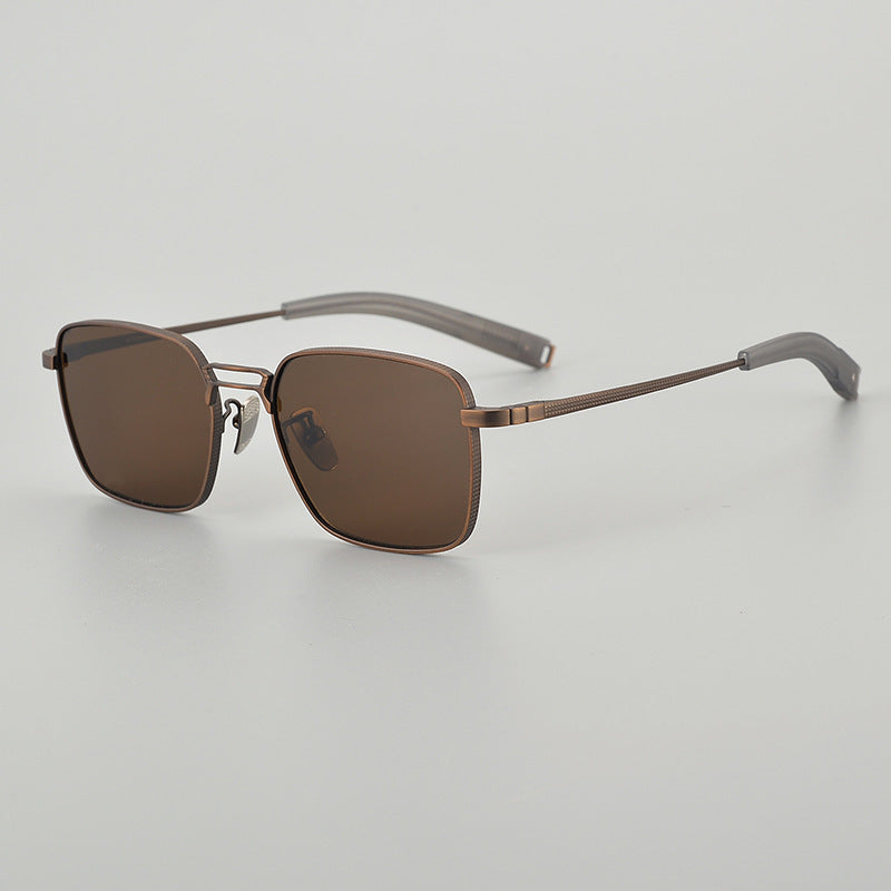 Lunettes de Myopie Homme à Monture Carrée en Titane Pur, Double Barre, Style Tendance