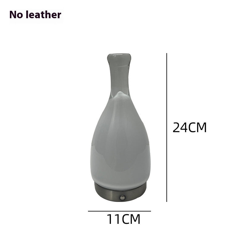 Lampe de chevet en cuir à intensité variable avec chargement simple