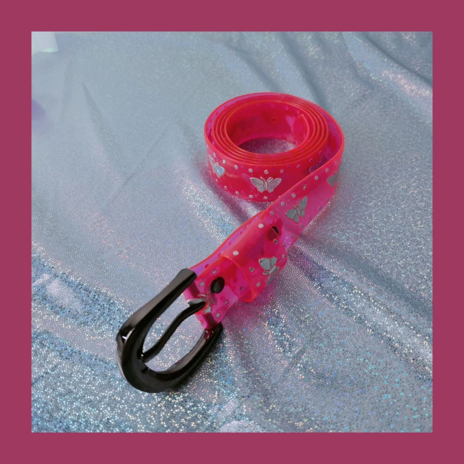 Ceinture décorative papillon fluorescente transparente rétro facile à assortir