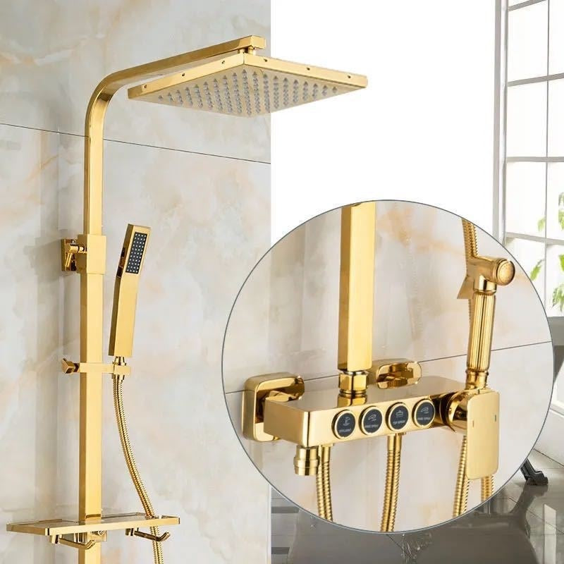 Wall-mounted Hot And Cold Shower Column With Rain Shower Head Set