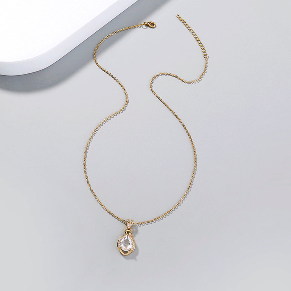 European and American necklace jewelry Light luxury simple style niche perfume bottle water drop transparent crystal zircon necklace accessories