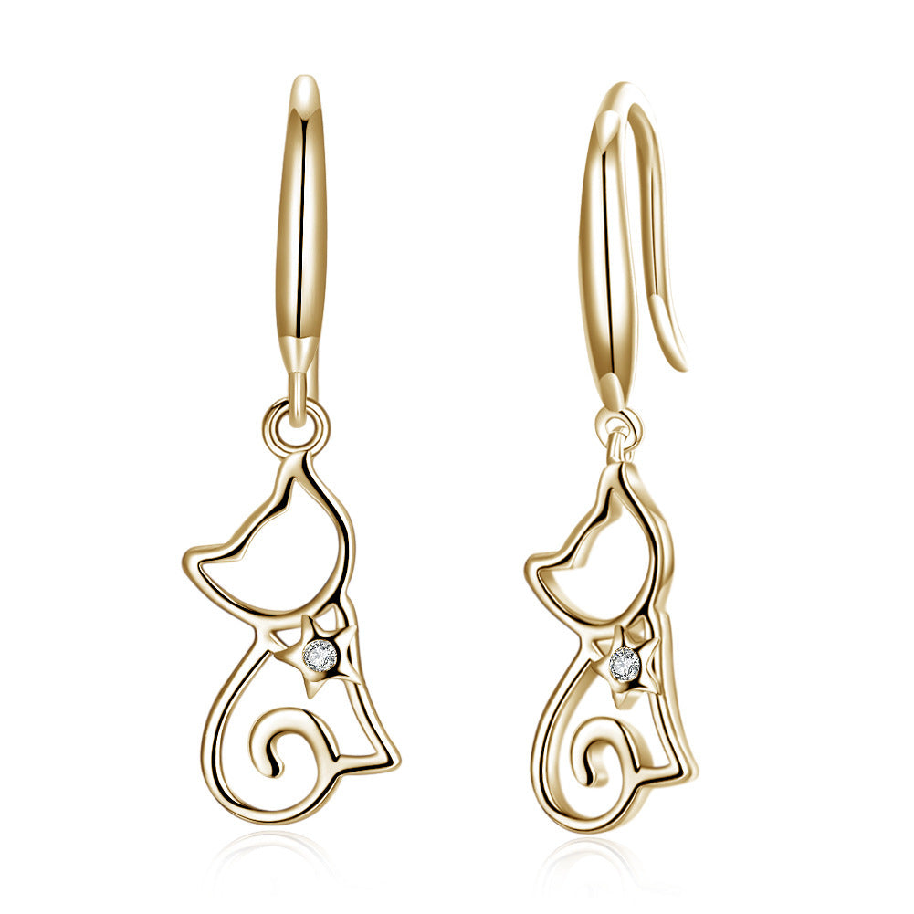 Sterling Silver Cat Zircon Earrings Earrings For Women