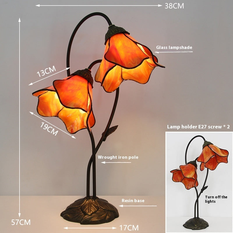 Retro American Desk Luxury Classical Sofa Tea Art Glass Table Lamp