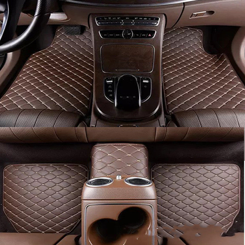 Tapis de pied universel en cuir matelassé brodé pleine couverture avec gouvernail droit