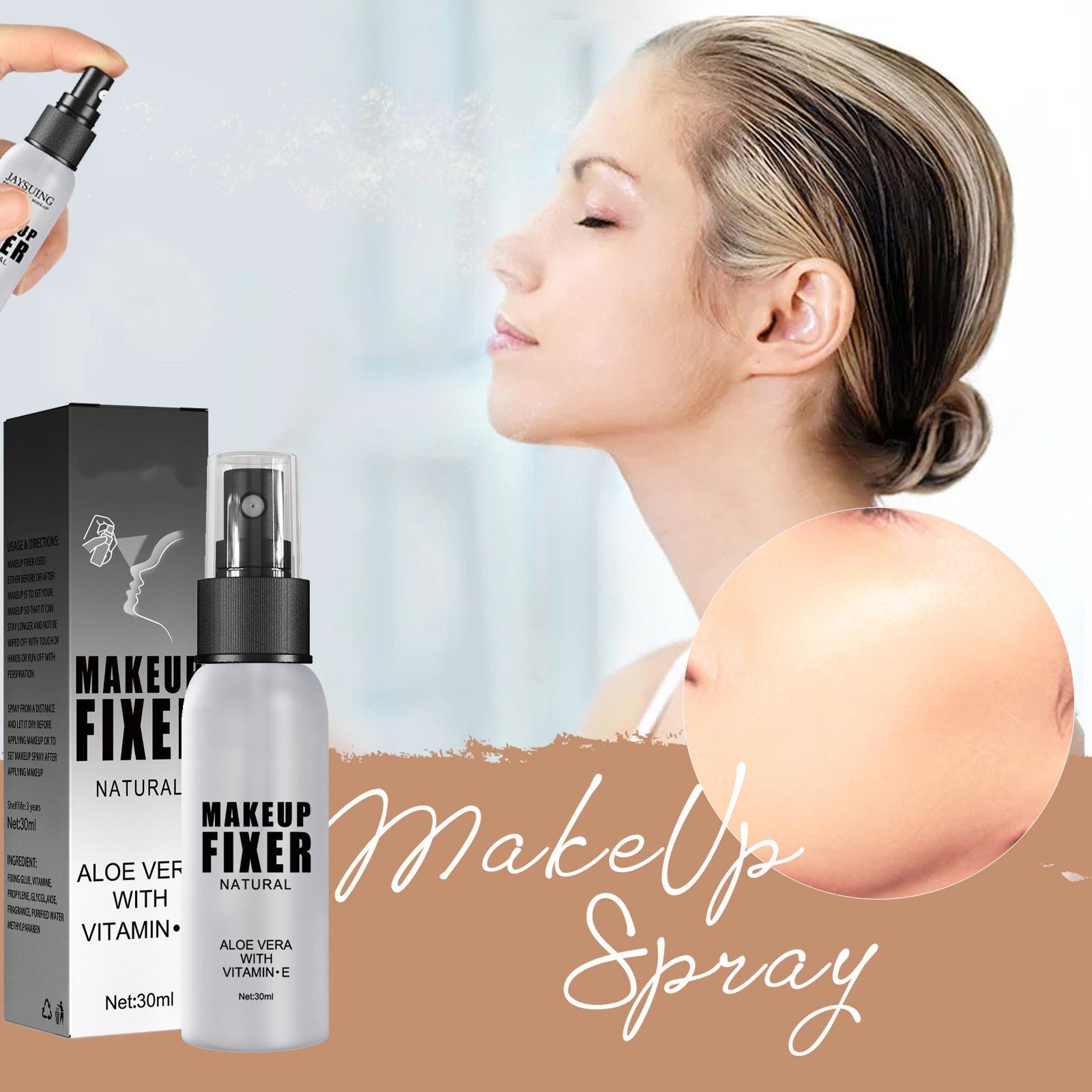 Brume Fixatrice Maquillage Naturelle Rafraîchissante Visage