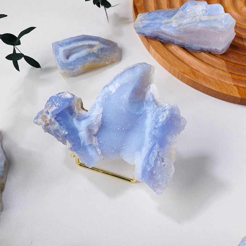 Natural Crystal Blue Agate Rough Stone