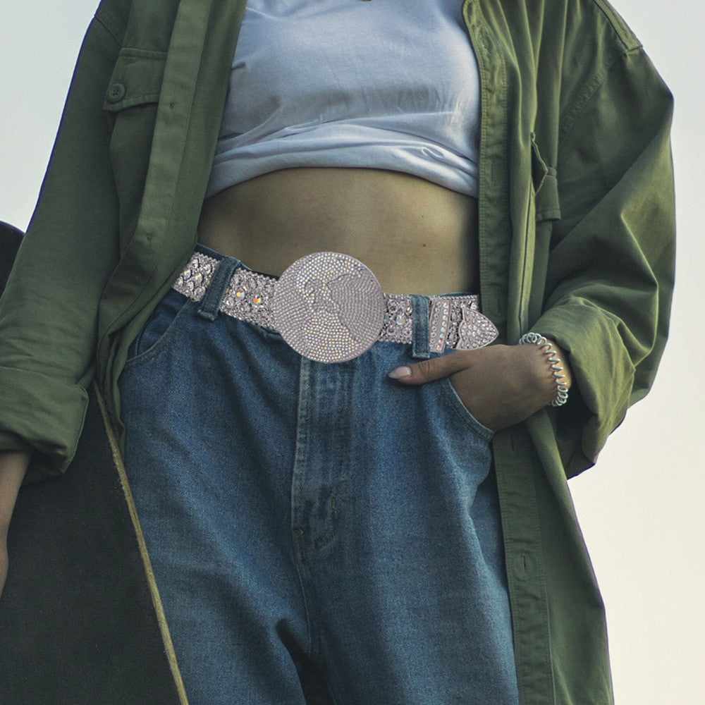 Hip Hop Style Water Diamond Punk Belt