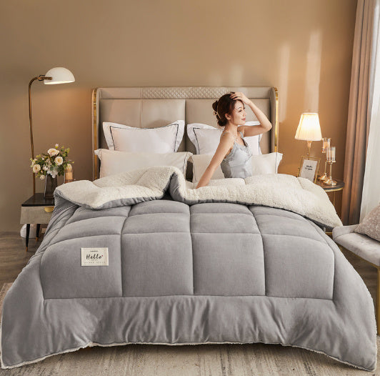 Housse de couette en duvet velouté, douce pour la peau, brodée, style simple