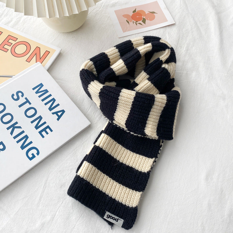 New Contrast Striped Scarf For Women's Warmth