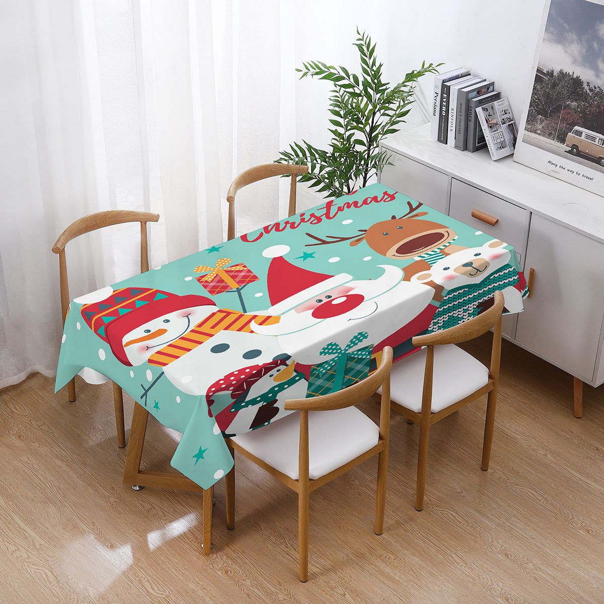 Printed Christmas Polyester Tablecloth Rectangular