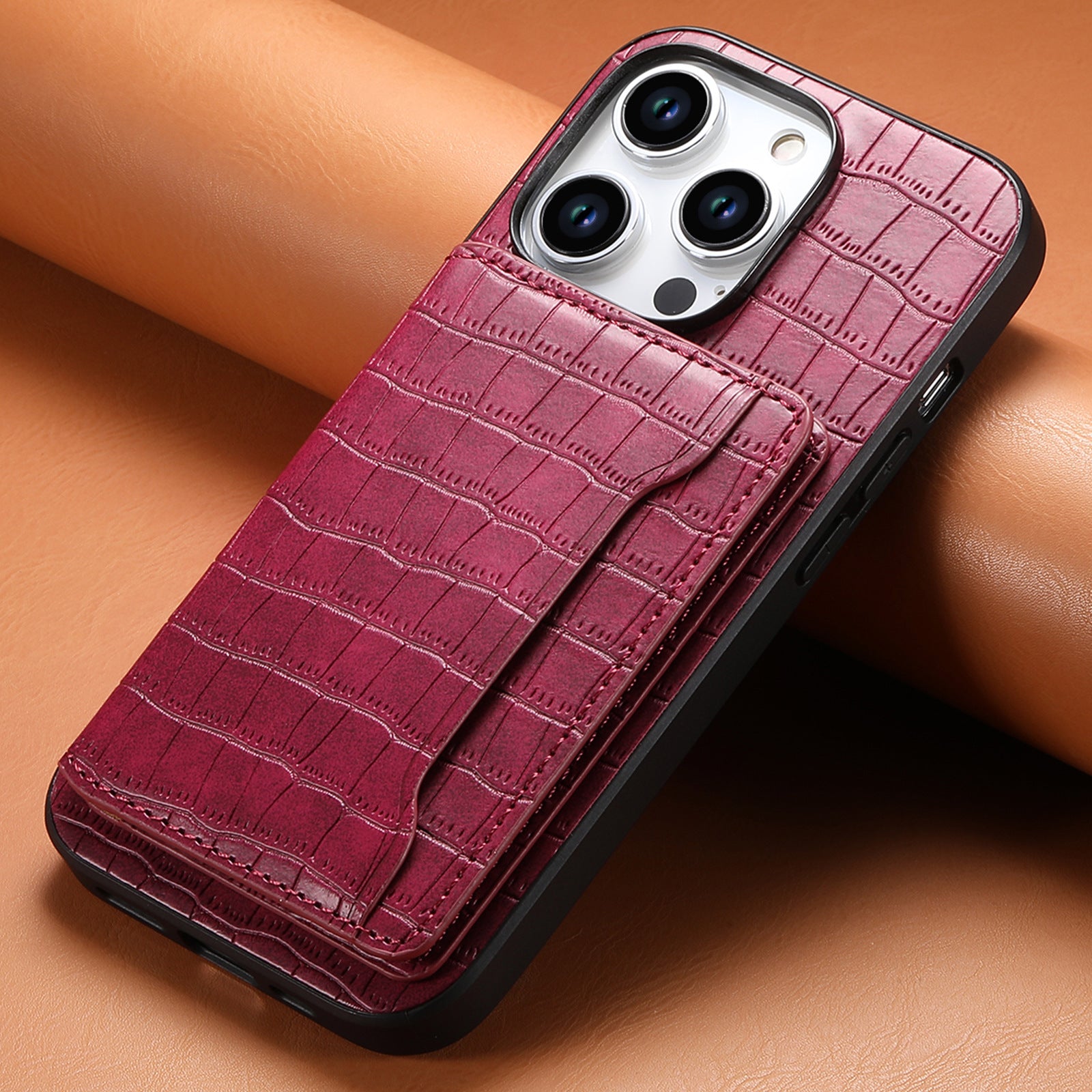 Étui de téléphone en cuir avec motif cartes