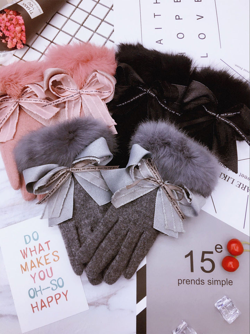 Cute Warm Touch Screen Thickened Warm Finger Gloves