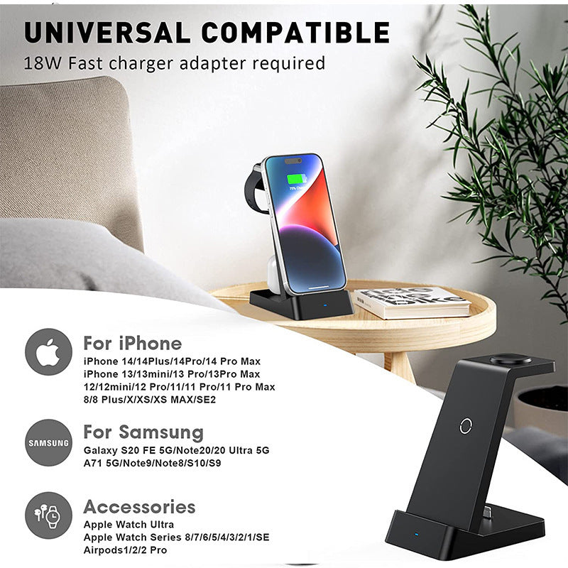 Chargeur sans fil de bureau 18W trois-en-un
