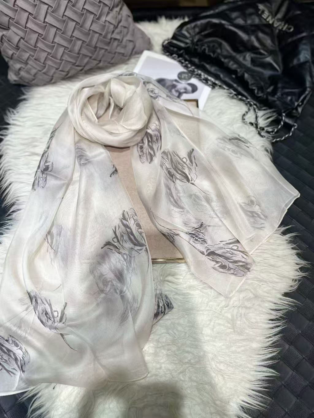 Mulberry Silk Chiffon With Digital Printlightweight Airy And Flowy Summer Sheer Scarf