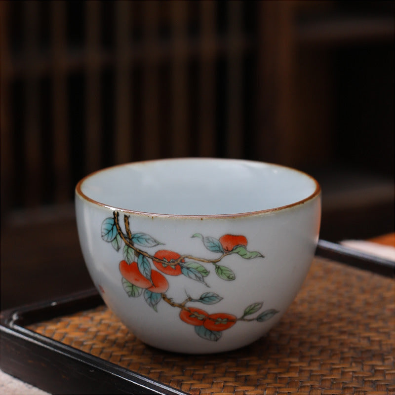 Ceramic Personal Tea Cup Gracked Glaze Supportable Tea Cup