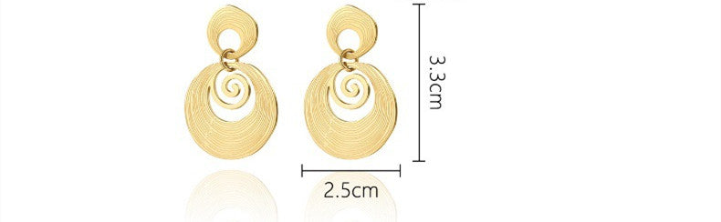 Ins Internet Celebrity Bread Texture Earrings 18K Gold-plated Stainless