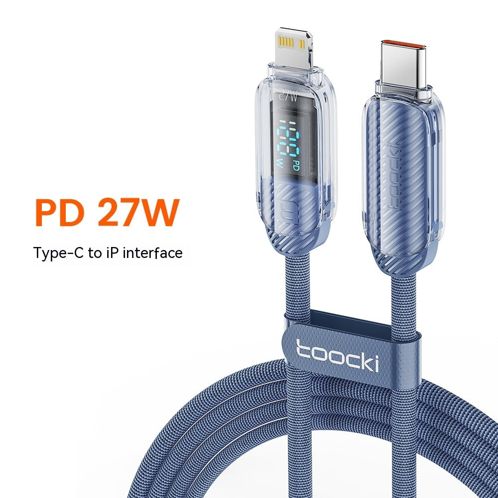 Câble de données de charge rapide PD27W à affichage numérique transparent
