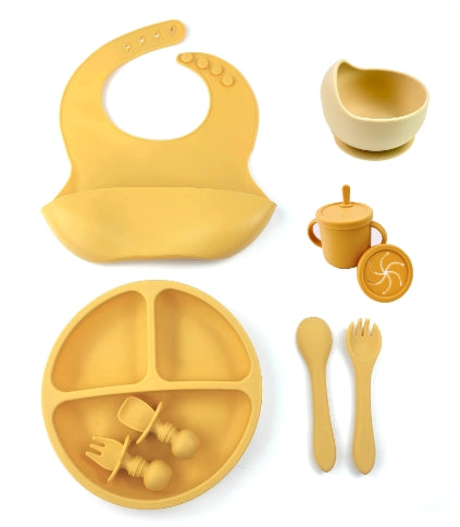 Ensemble de 8 pièces d'alimentation pour bébé en silicone avec ventouse et bol à aliments solides