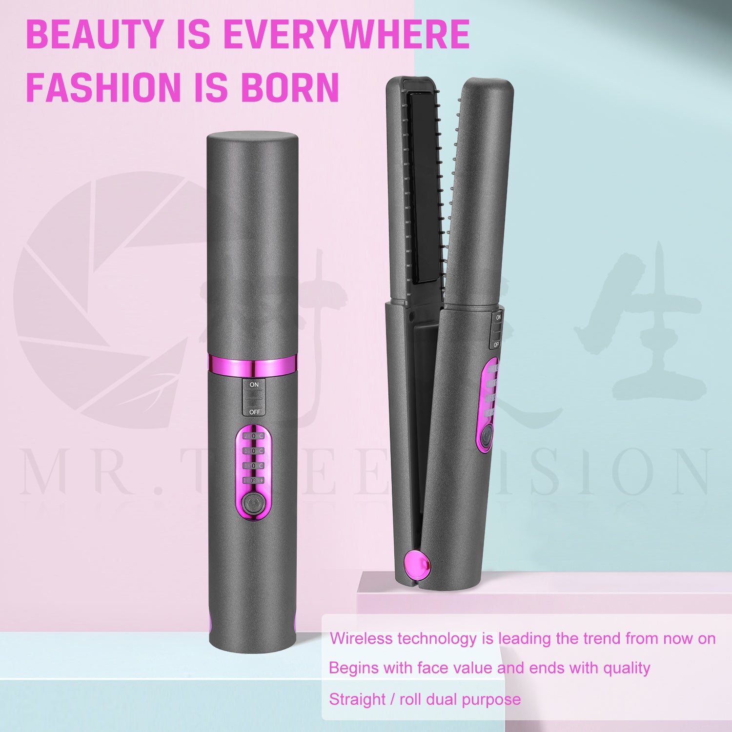 Nouvelles Arrivées Mini Fer à Lisser de Voyage sans Fil Rechargeable USB en Céramique pour Cheveux à Domicile