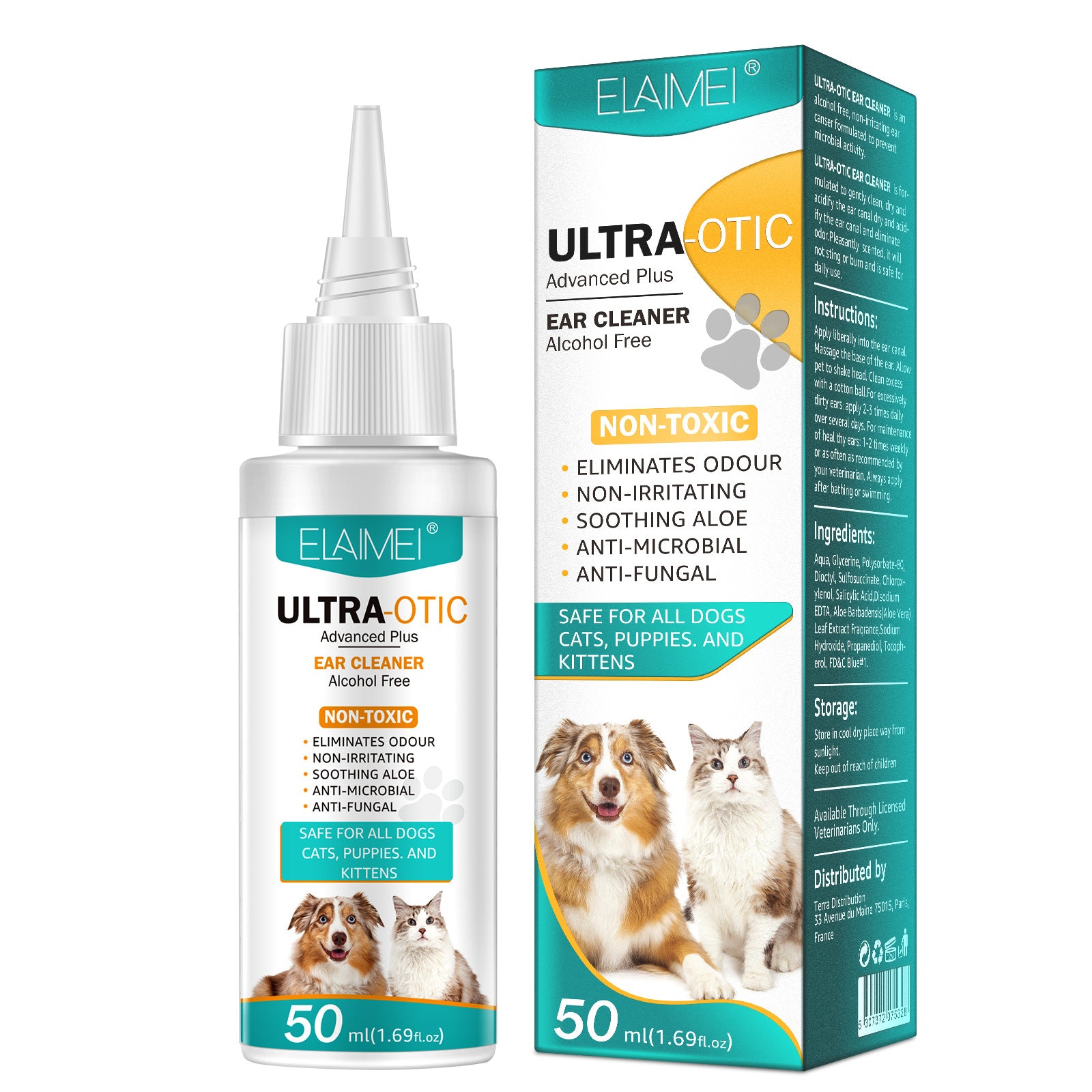 Solution de nettoyage des oreilles pour chats et chiens