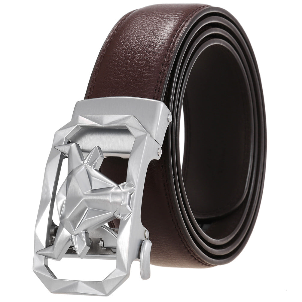 Ceinture en Cuir pour Hommes Boucle Automatique en Alliage