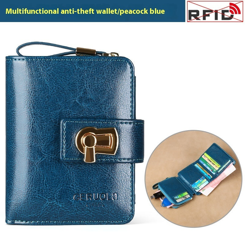 Women's Fashion Short Large Capacity Buckle Wallet