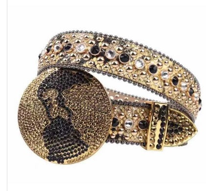 Hip Hop Style Water Diamond Punk Belt