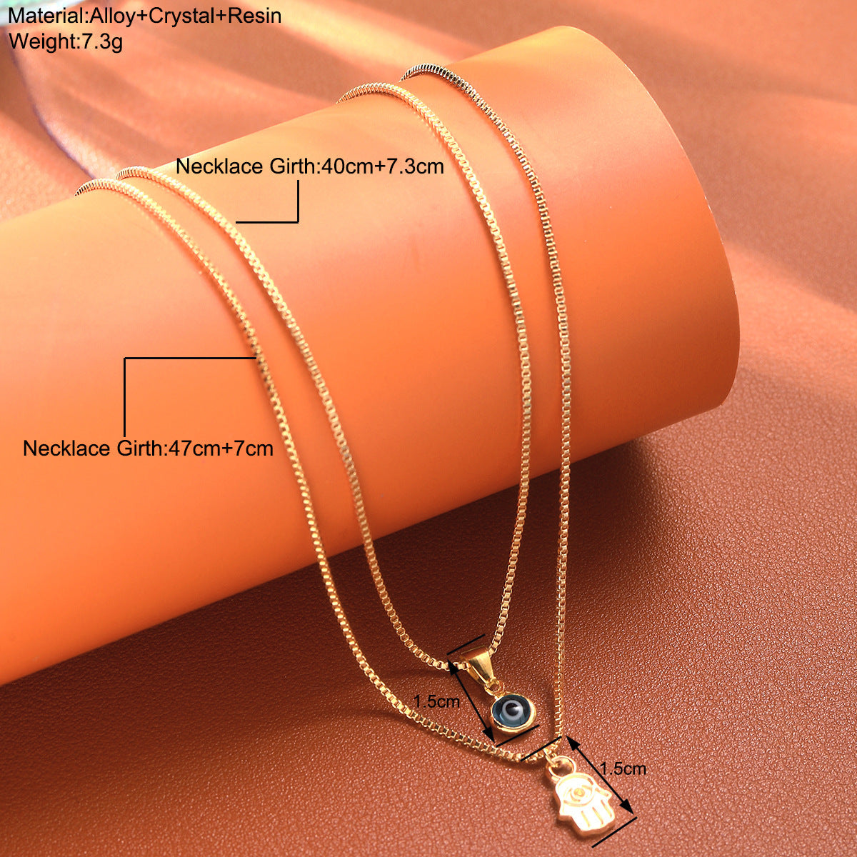 Retro Affordable Luxury Sets Of Simple Devil Eye Palm Necklace Suit