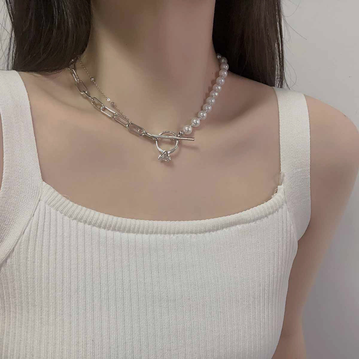 Japanese And Korean Style Niche Design Pearl Splicing Chain