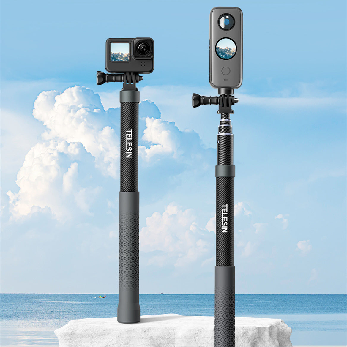 Perche à selfie en fibre de carbone Fit GoPro12 M, tige d'extension d'accessoires pour caméra panoramique Insta360