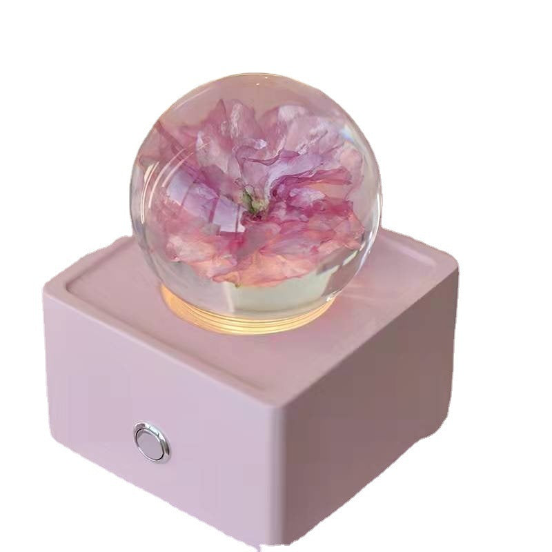 Haut-parleur Bluetooth Boule de Cristal en Résine Fleur de Cerisier