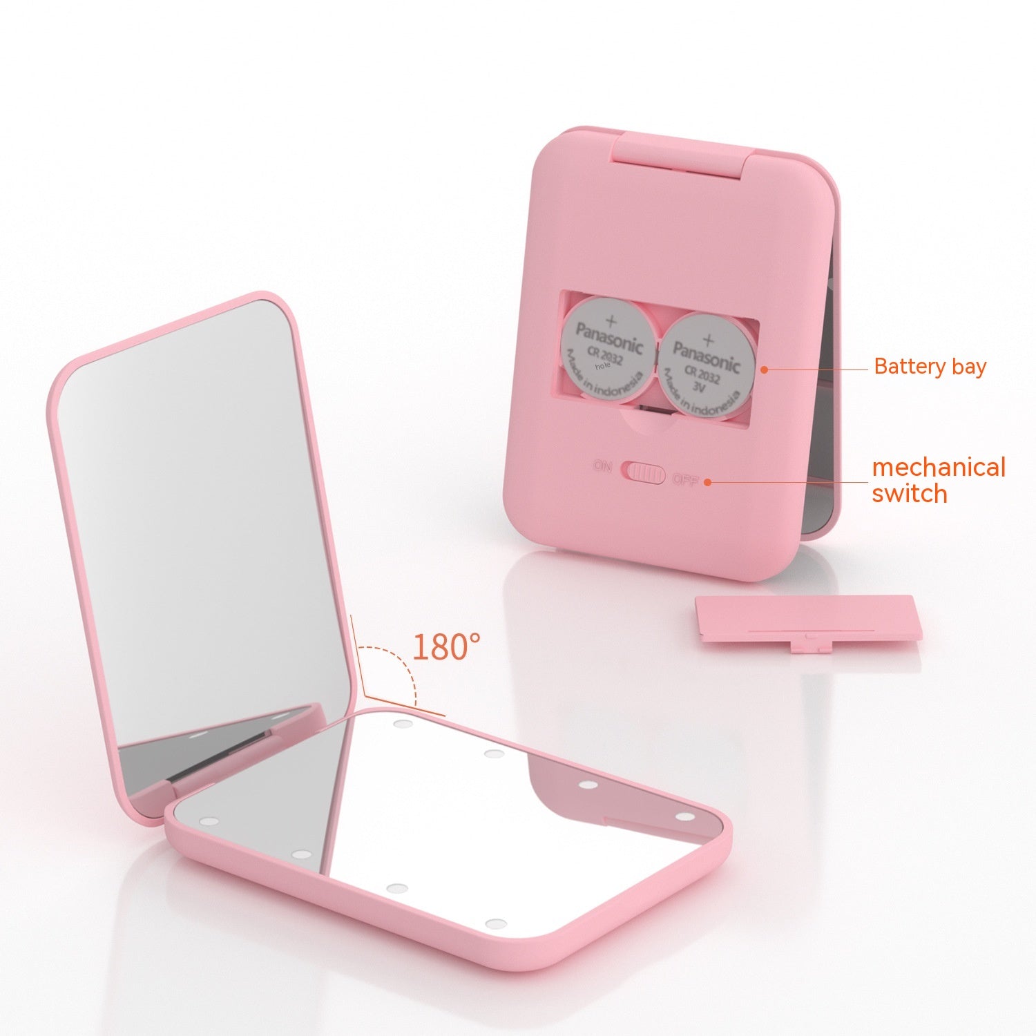 Portable Handheld Folding LED Light Makeup Mirror