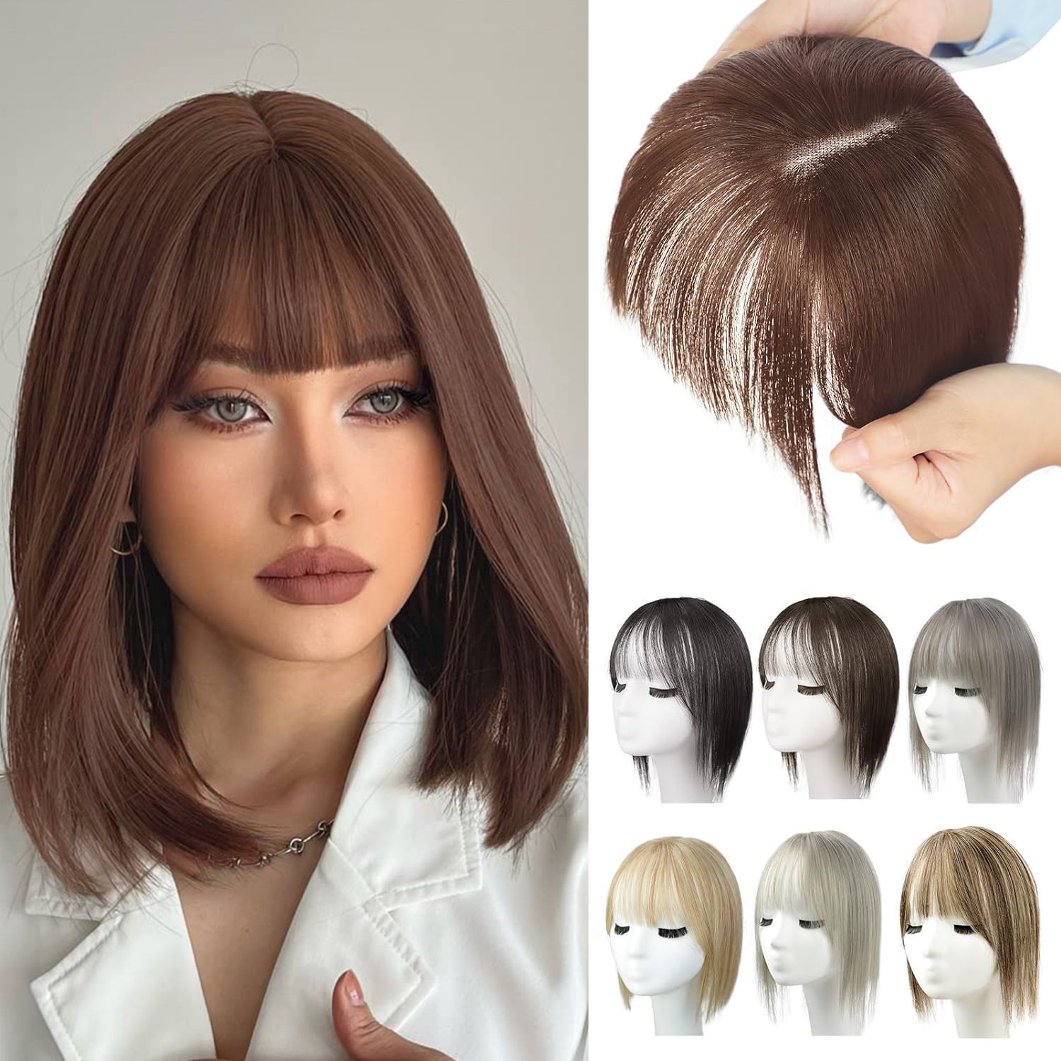 Perruque naturelle légère respirante pour femme Couvre les cheveux gris invisibles