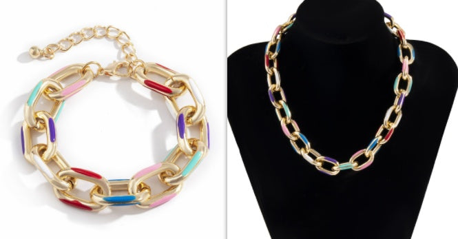 Colorful Oil Drop Chain Necklace