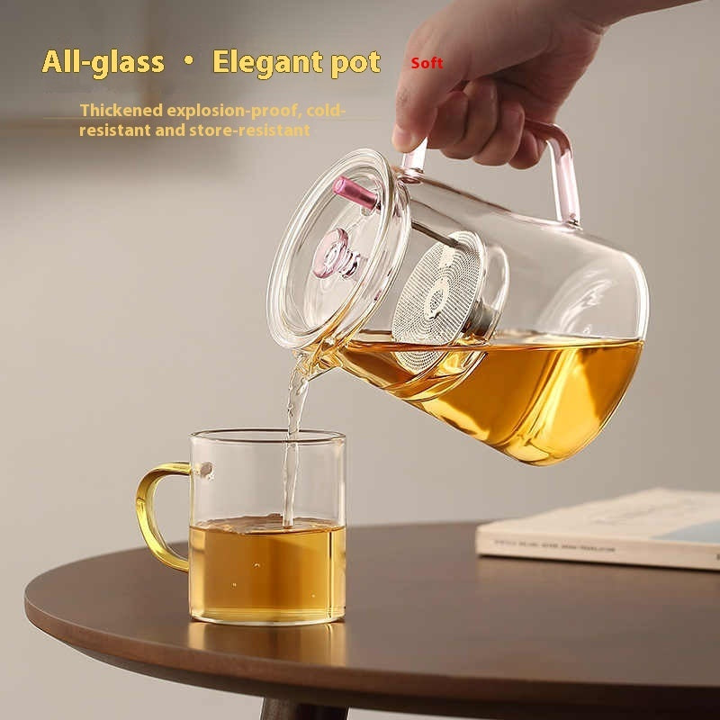 Full Glass Liner Elegant Cup Teapot