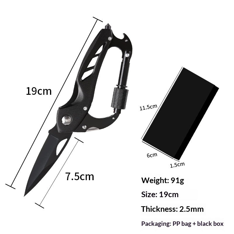 Mousqueton multifonctionnel Couteau pliant D-lock extérieur Crochet Outil de camping Crochet polyvalent