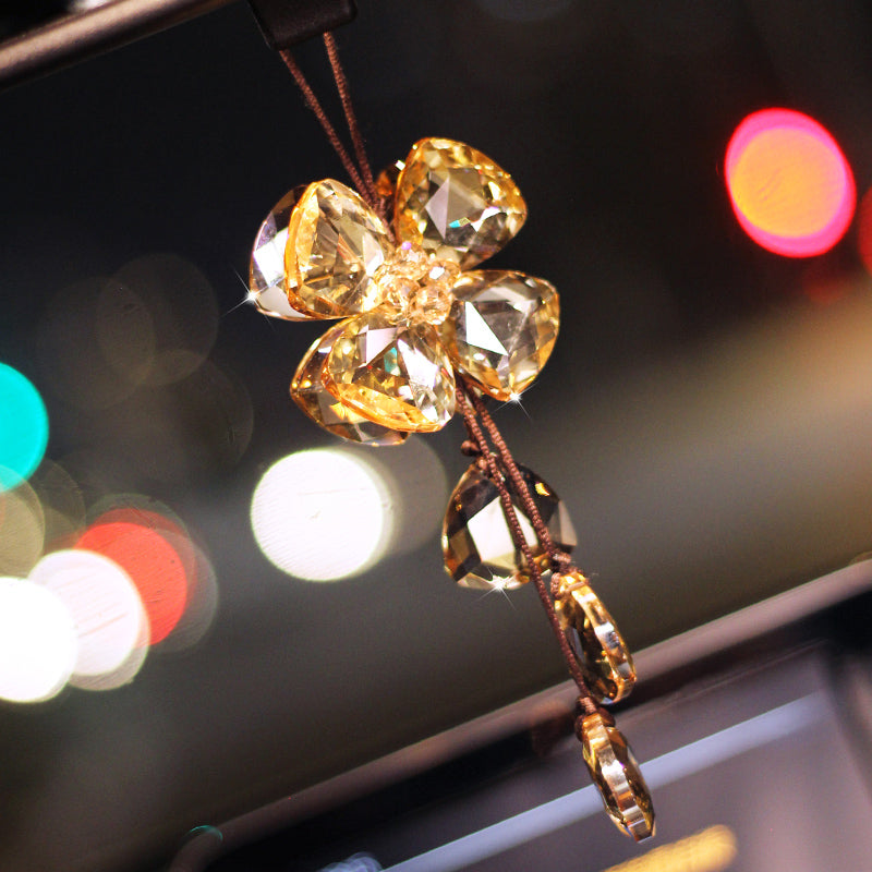 Pendentif d'intérieur en cristal trèfle à quatre feuilles