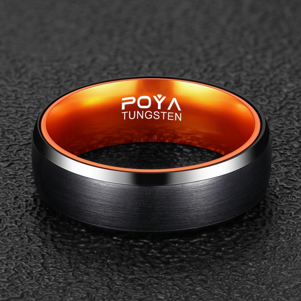 8MM Black Tungsten Steel Shell Orange Inner Ring