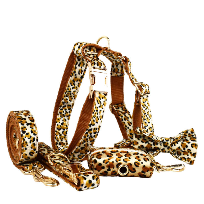 Laisse pour chien Collier imprimé léopard pour animaux de compagnie