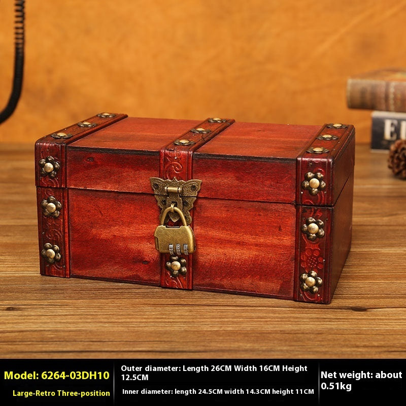 Boîte de rangement de bijoux en bois vintage de style européen pour bibelots