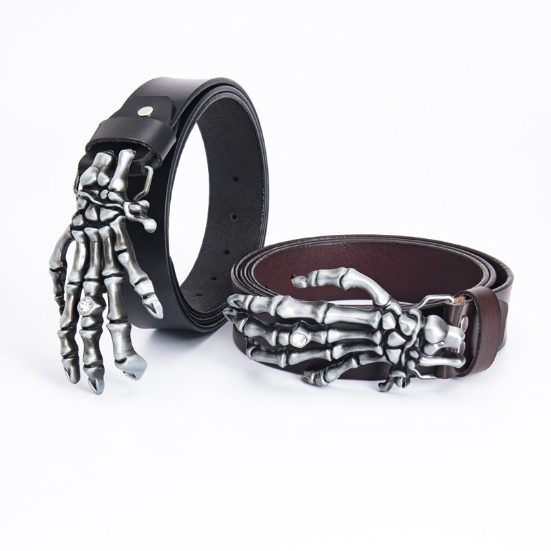 Ceinture en cuir pour homme Tête de mort Griffe Motard Outdoor